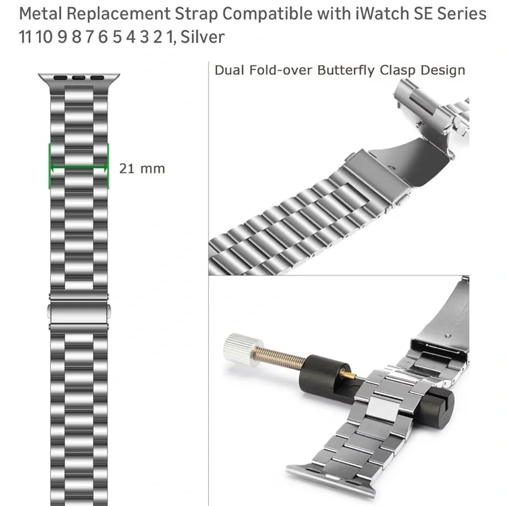Arche Silver Metal Watch Band